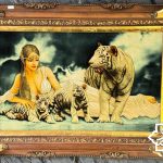 خرید تابلوفرش دستبافت ملکه ببرها بافت سردرود از سایت تابلو فرش دستباف شکوری – کد 44